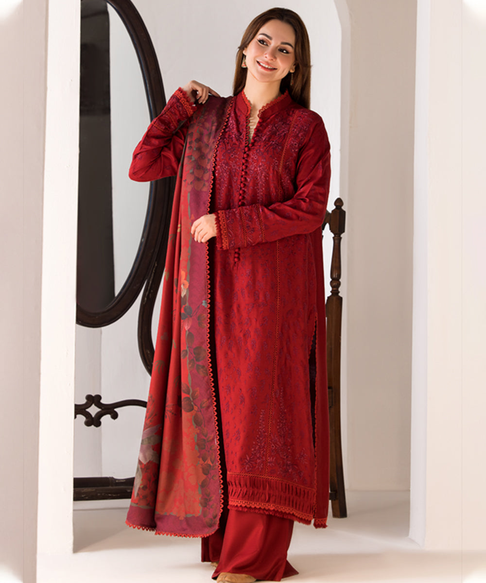 3PC LAWN EMBROIDERED SHIRT WITH DIGITAL PRINTED JACQUARD DUPATTA-5005