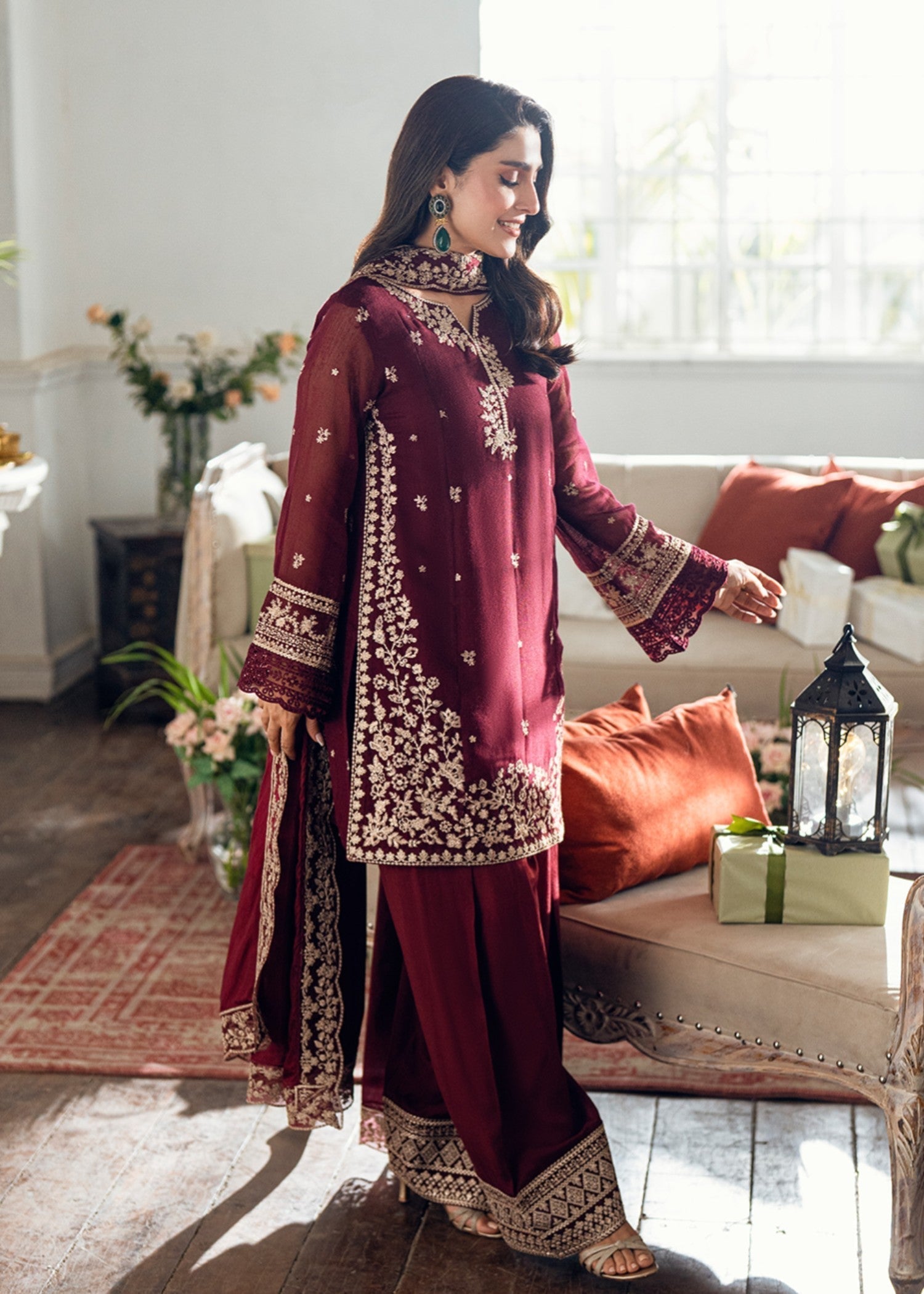 Lawn-3PC Embroidered Shirt With Embroidered Cotton Viscose Dupatta-5169