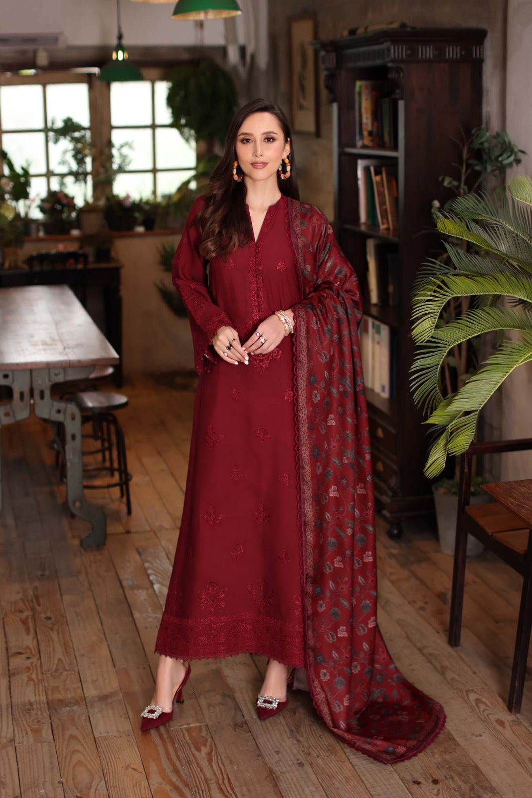 3PC Lawn Embroidered Shirt With Digital Printed Jacquard Dupatta-5167