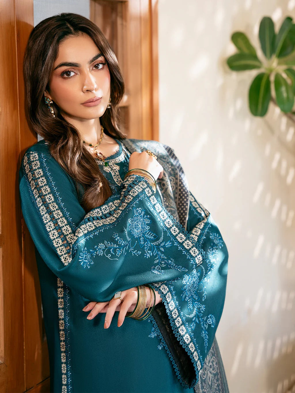3PC Lawn Embroidered Shirt With Digital Printed Jacquard Dupatta-5080