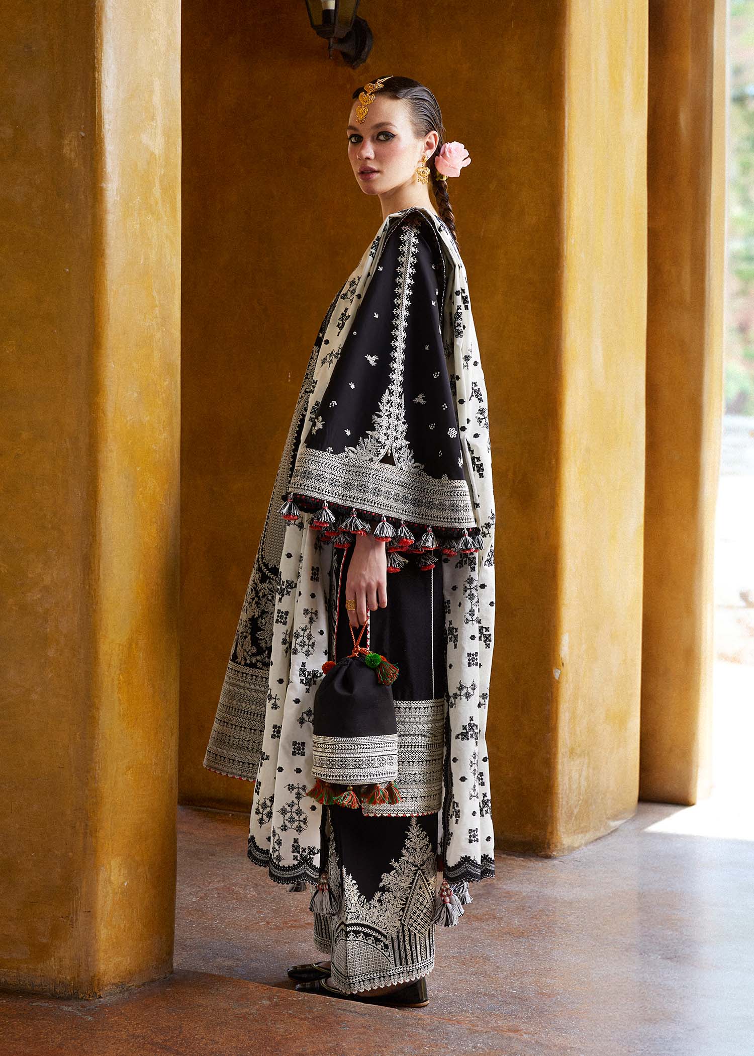 Lawn-3PC Embroidered Shirt with Organza Embroidered Dupatta-1372