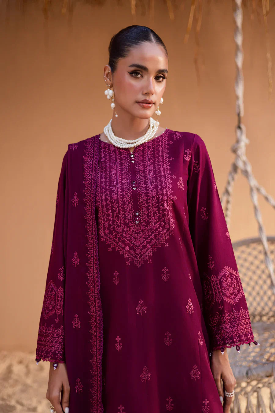 Lawn-3PC Embroidered With Chiffon Embroidered Dupatta-5071