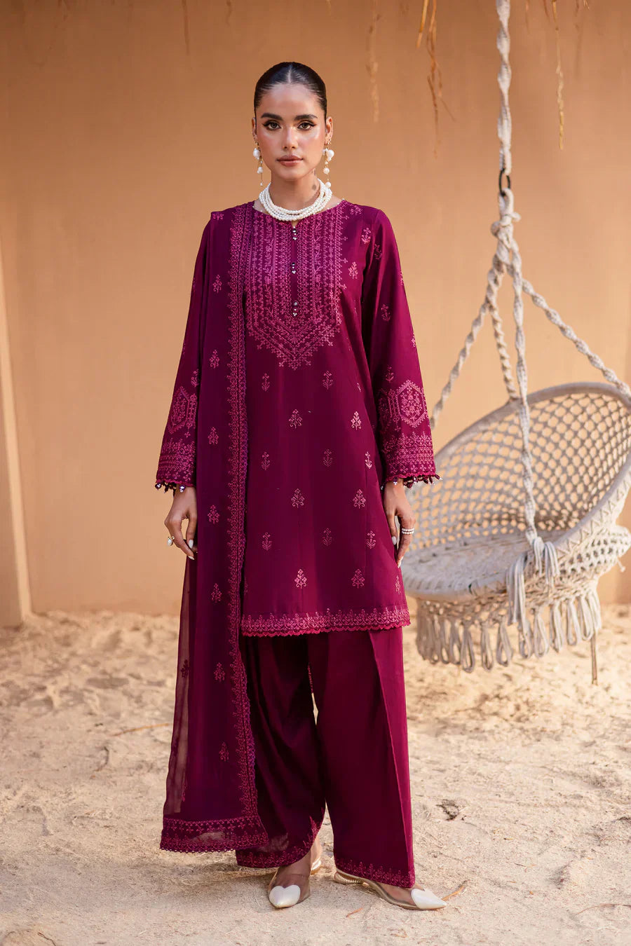 Lawn-3PC Embroidered With Chiffon Embroidered Dupatta-5071