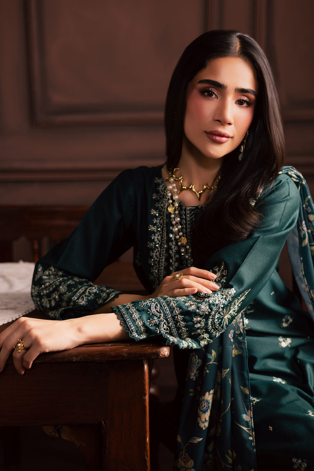 Lawn-3PC Embroidered Shirt with Digital Printed Jacquard Dupatta-5070