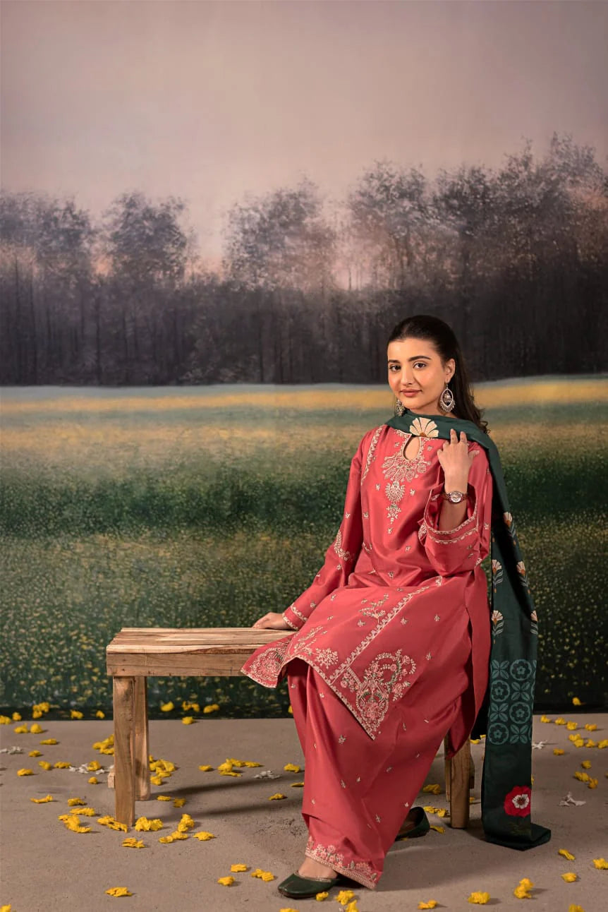 Lawn 3PC Embroidered with Digital Printed Jacquard Dupatta-5092