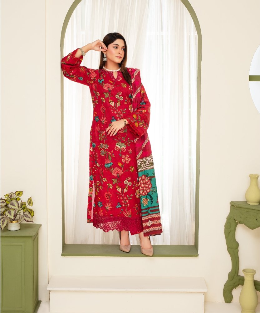 KHADDAR 3PC WITH KHADDAR PRINTED SHIRT & TROUSER-907
