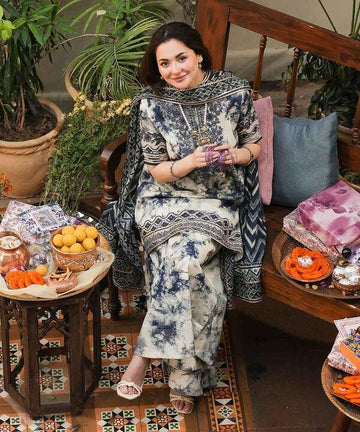 KHADDAR-3PC WITH KHADDAR PRINTED SHIRT & TROUSER-924