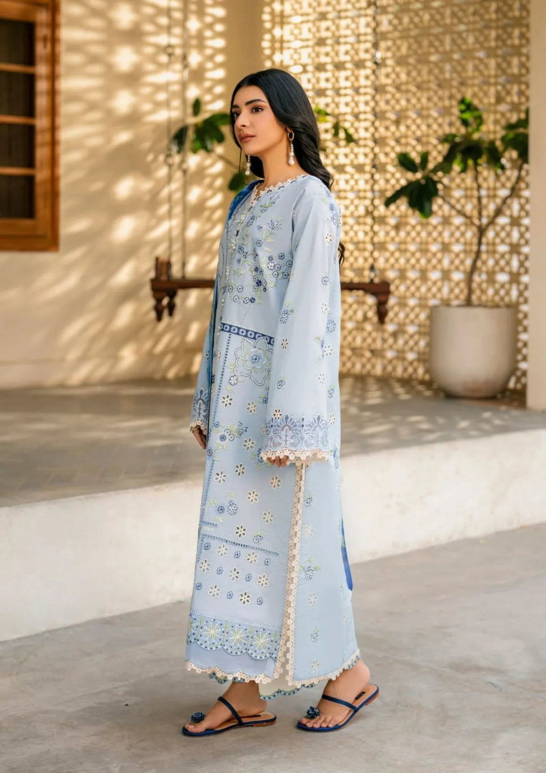 Lawn-3PC Embroidered with Digital Printed Jacquard Dupatta-5200